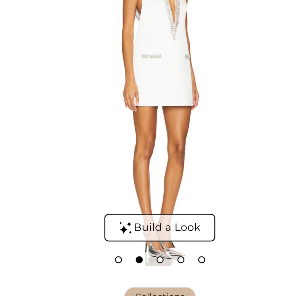 Retrofete White Mini Dress with Silver Accents